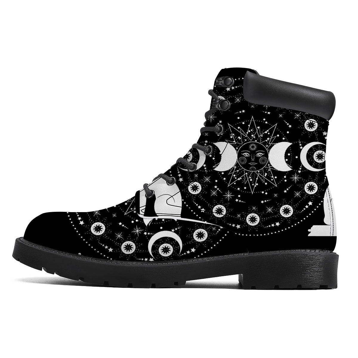 Wicca Magical White And Black Print Boots-grizzshop