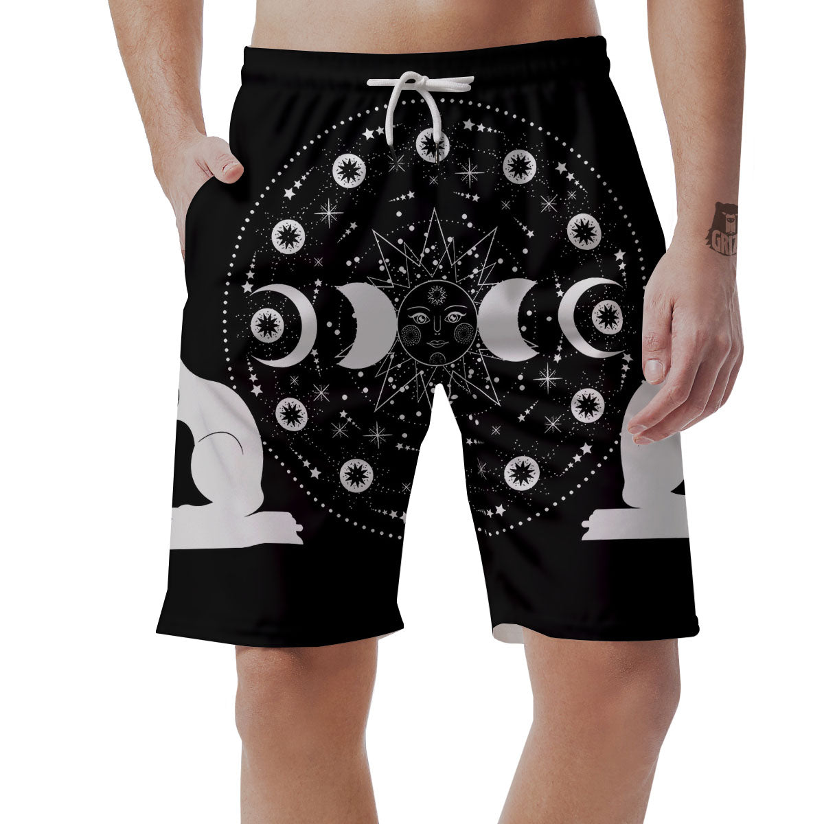 Wicca Magical White And Black Print Men's Shorts-grizzshop