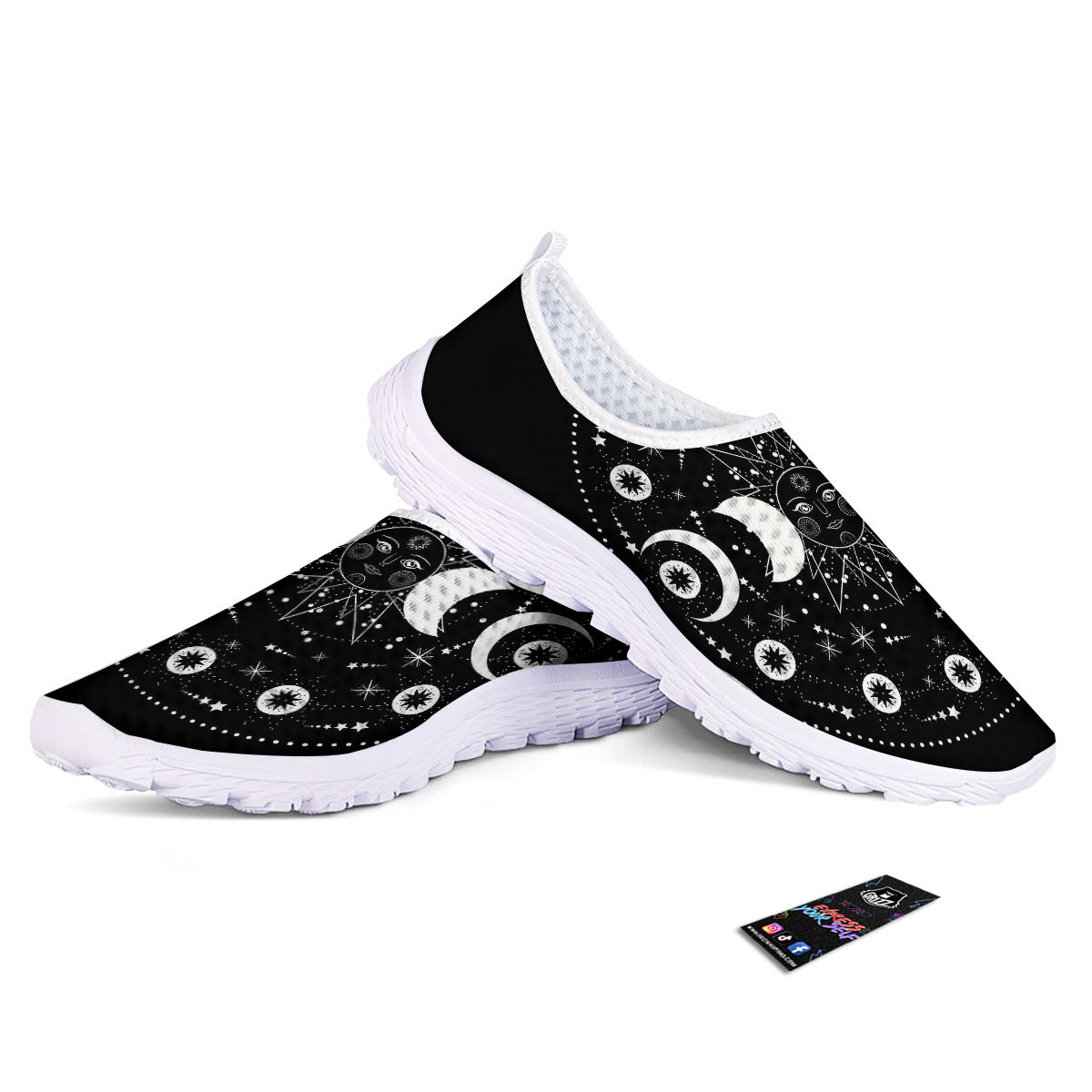 Wicca Magical White And Black Print Nurse Shoes-grizzshop