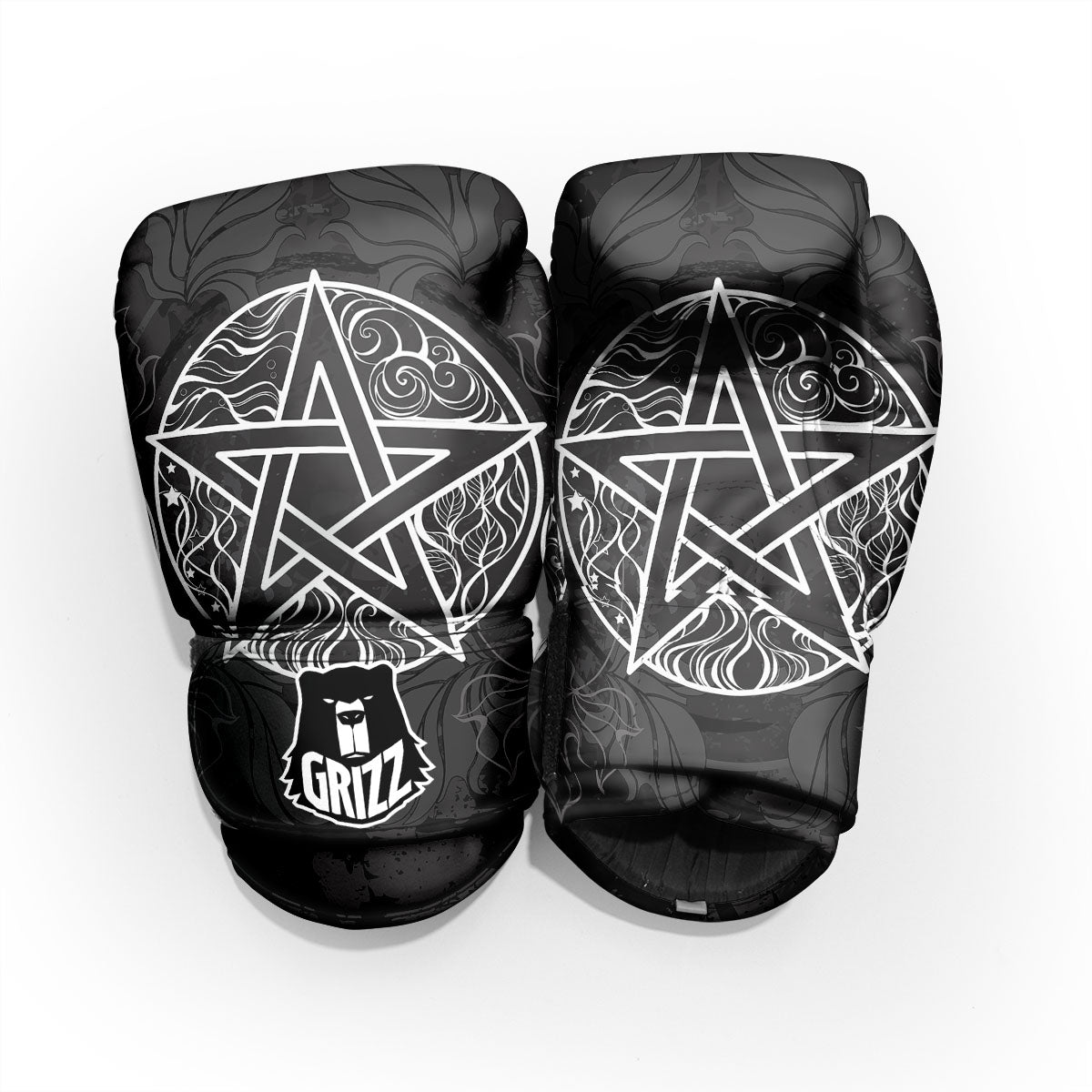 Wicca Pentagram White And Black Print Pro Boxing Glove