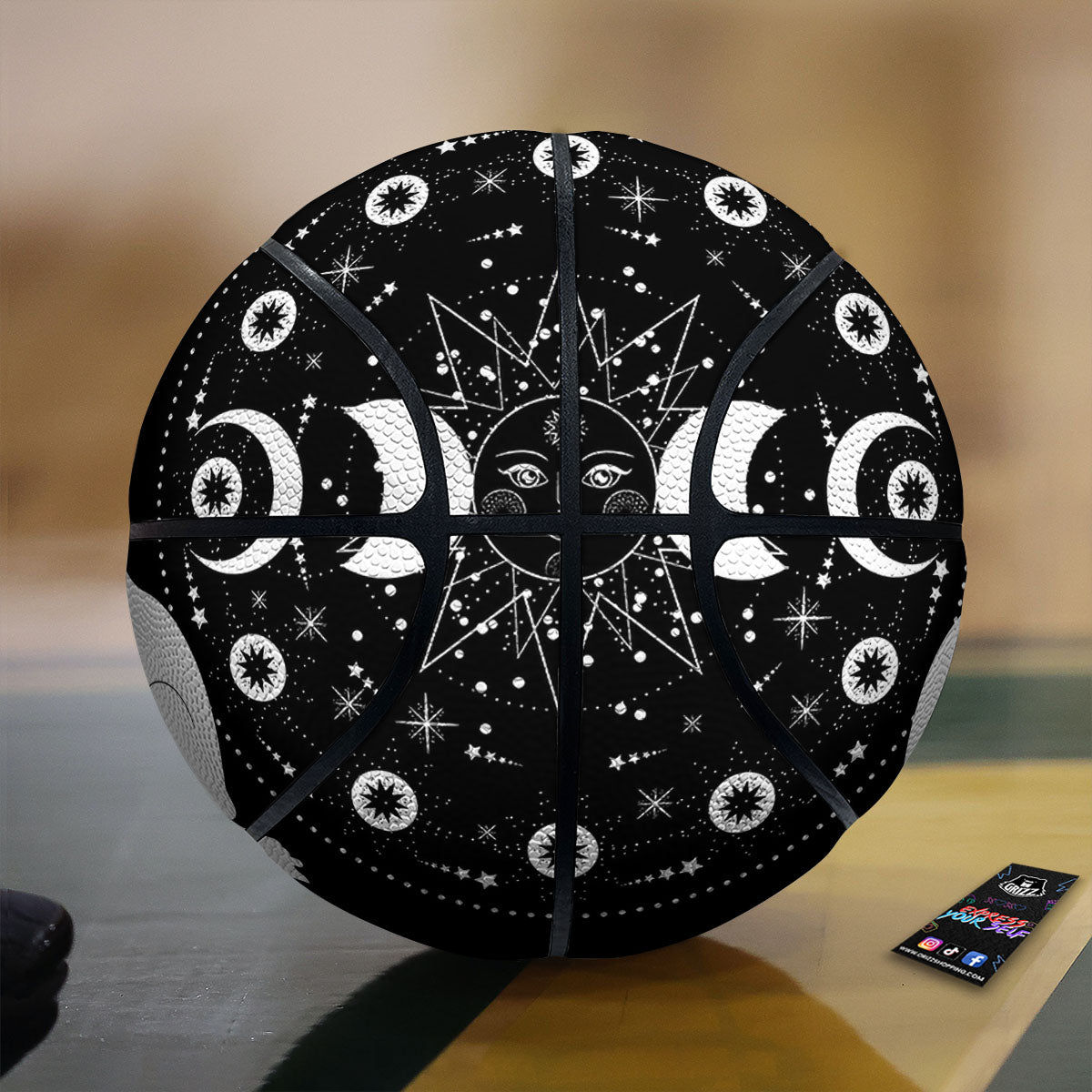 Wicca Magical White And Black Print Basketball