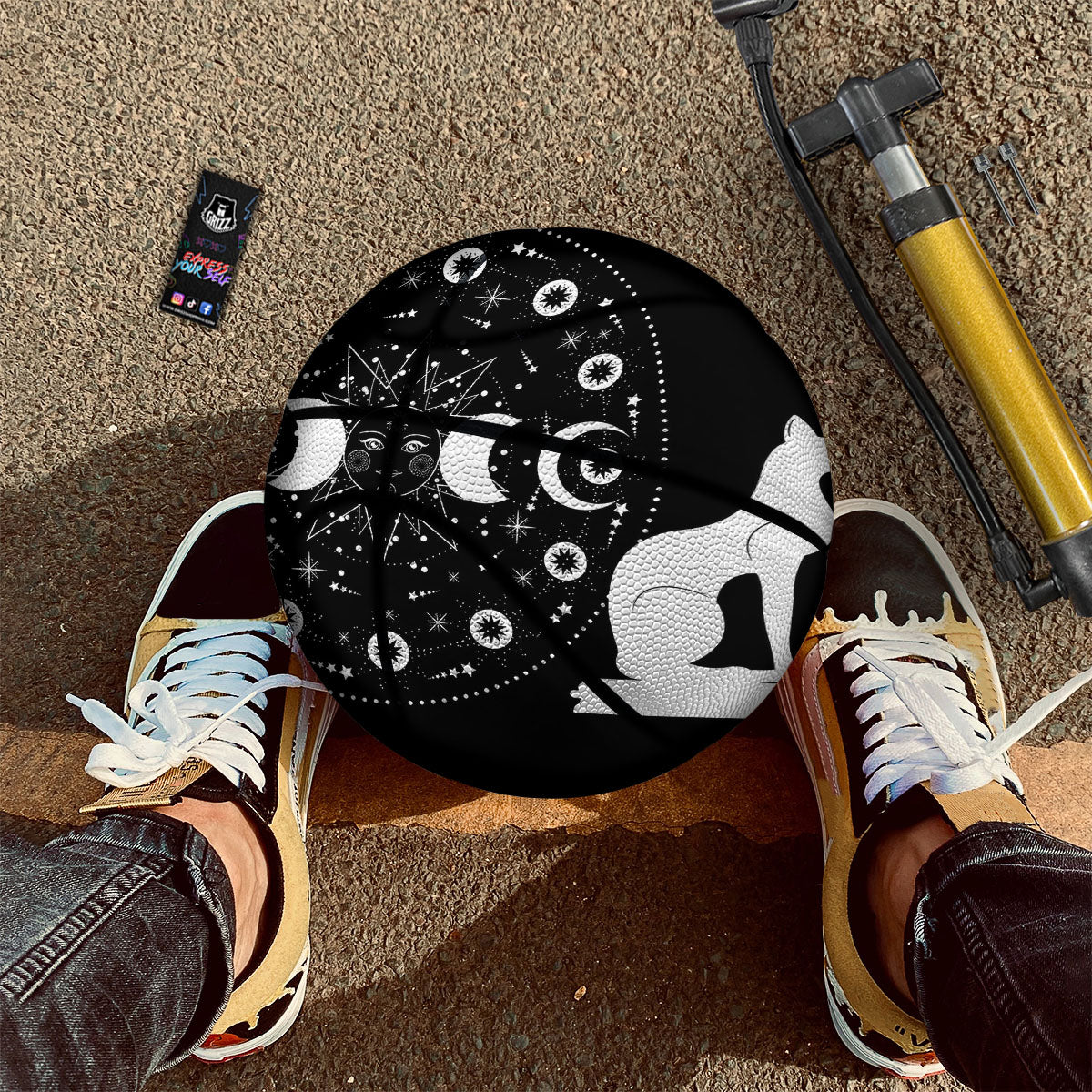 Wicca Magical White And Black Print Basketball