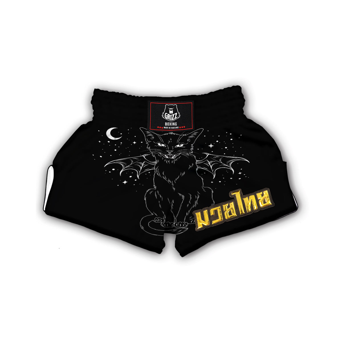 Wiccan Black Cat Muay Thai Boxing Shorts-grizzshop