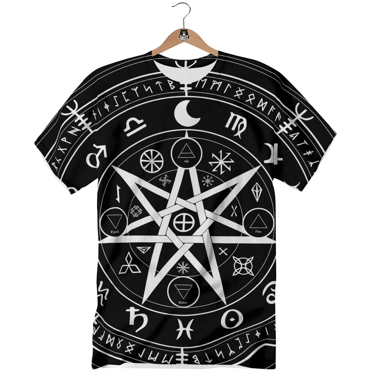 Wiccan Mystic White And Black Print T-Shirt-grizzshop