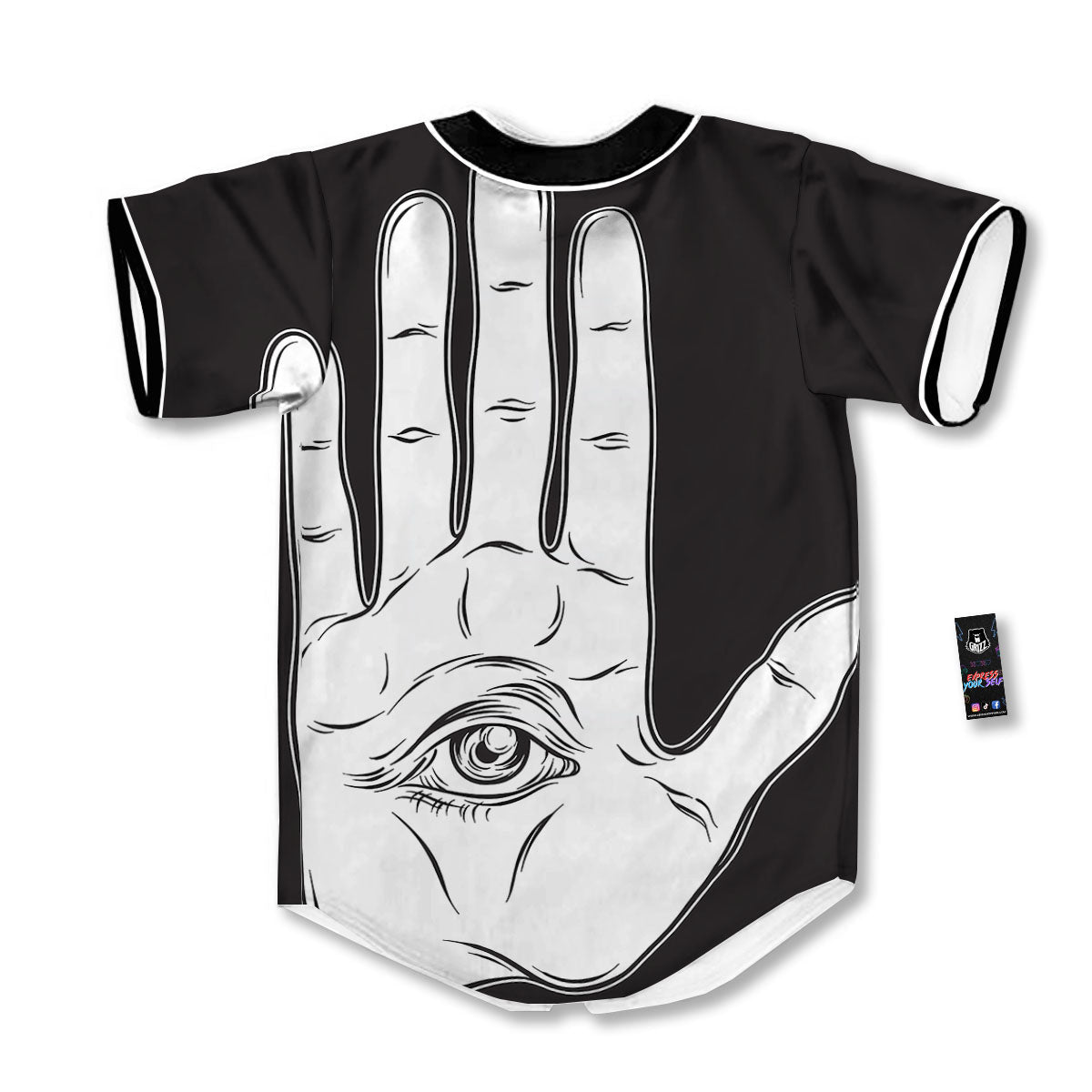 Wiccan Palmistry White And Black Print Baseball Jersey-grizzshop