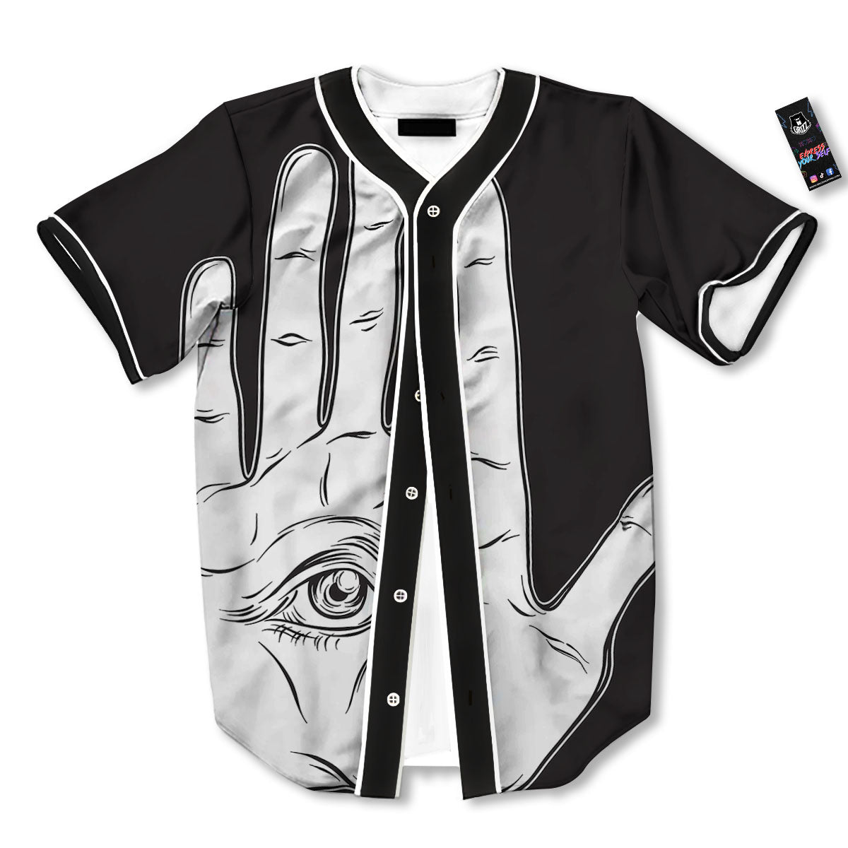 Wiccan Palmistry White And Black Print Baseball Jersey-grizzshop