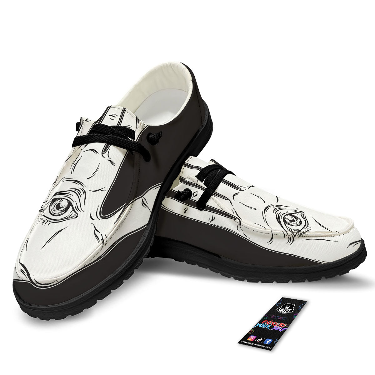 Wiccan Palmistry White And Black Print Black Loafers-grizzshop
