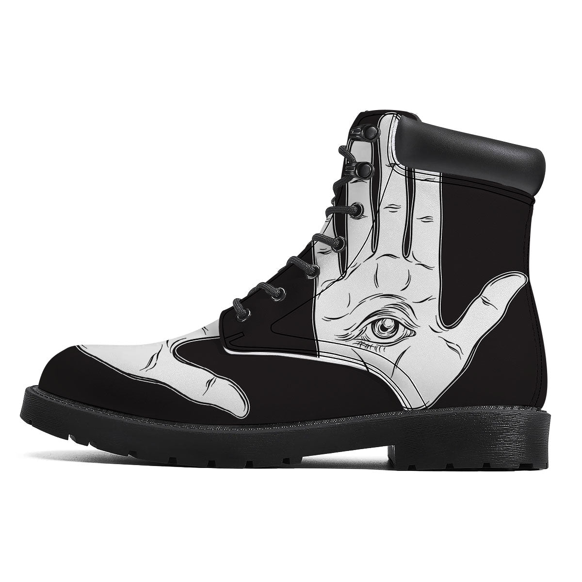 Wiccan Palmistry White And Black Print Boots-grizzshop