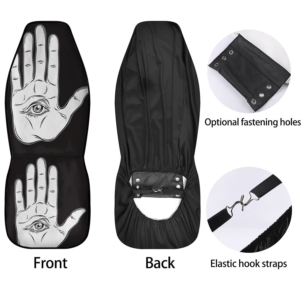 Wiccan Palmistry White And Black Print Car Seat Covers-grizzshop