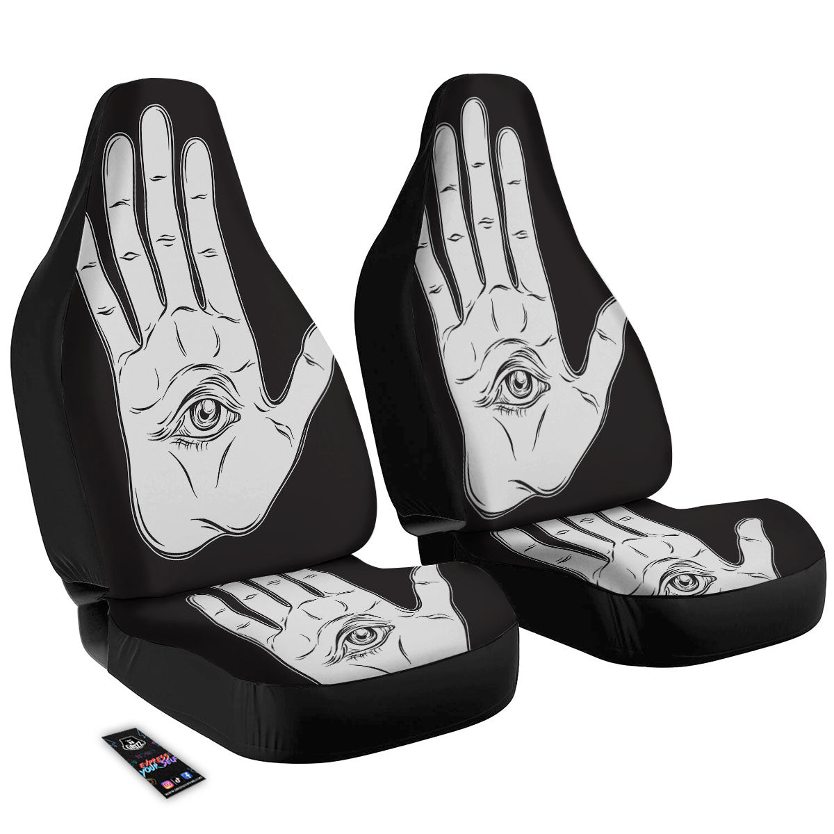 Wiccan Palmistry White And Black Print Car Seat Covers-grizzshop