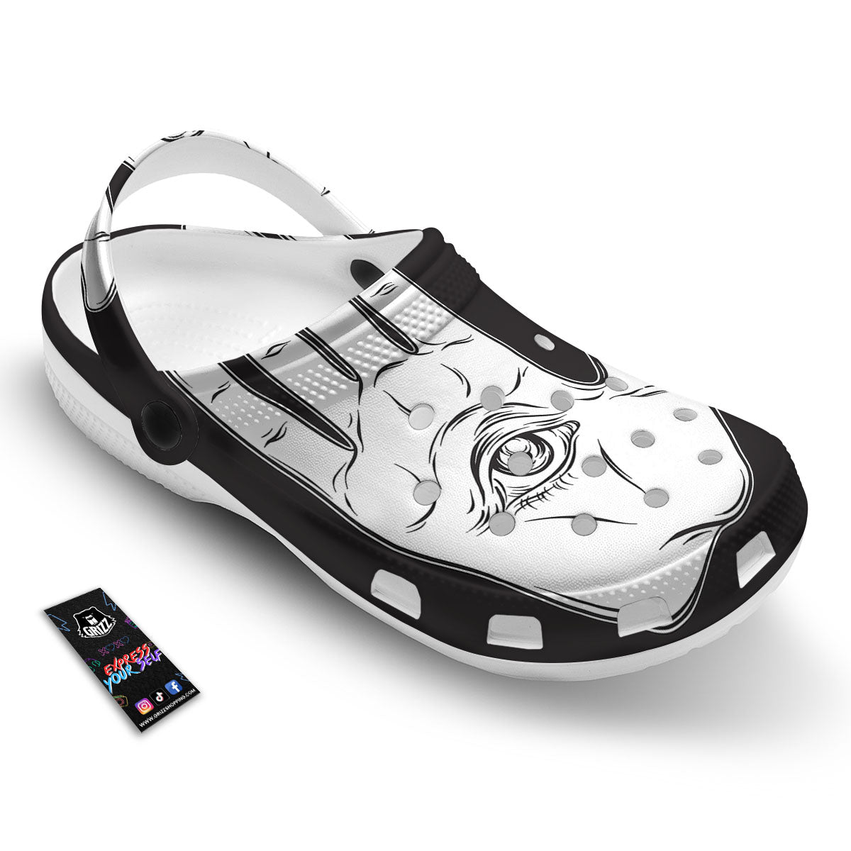 Wiccan Palmistry White And Black Print Clog-grizzshop