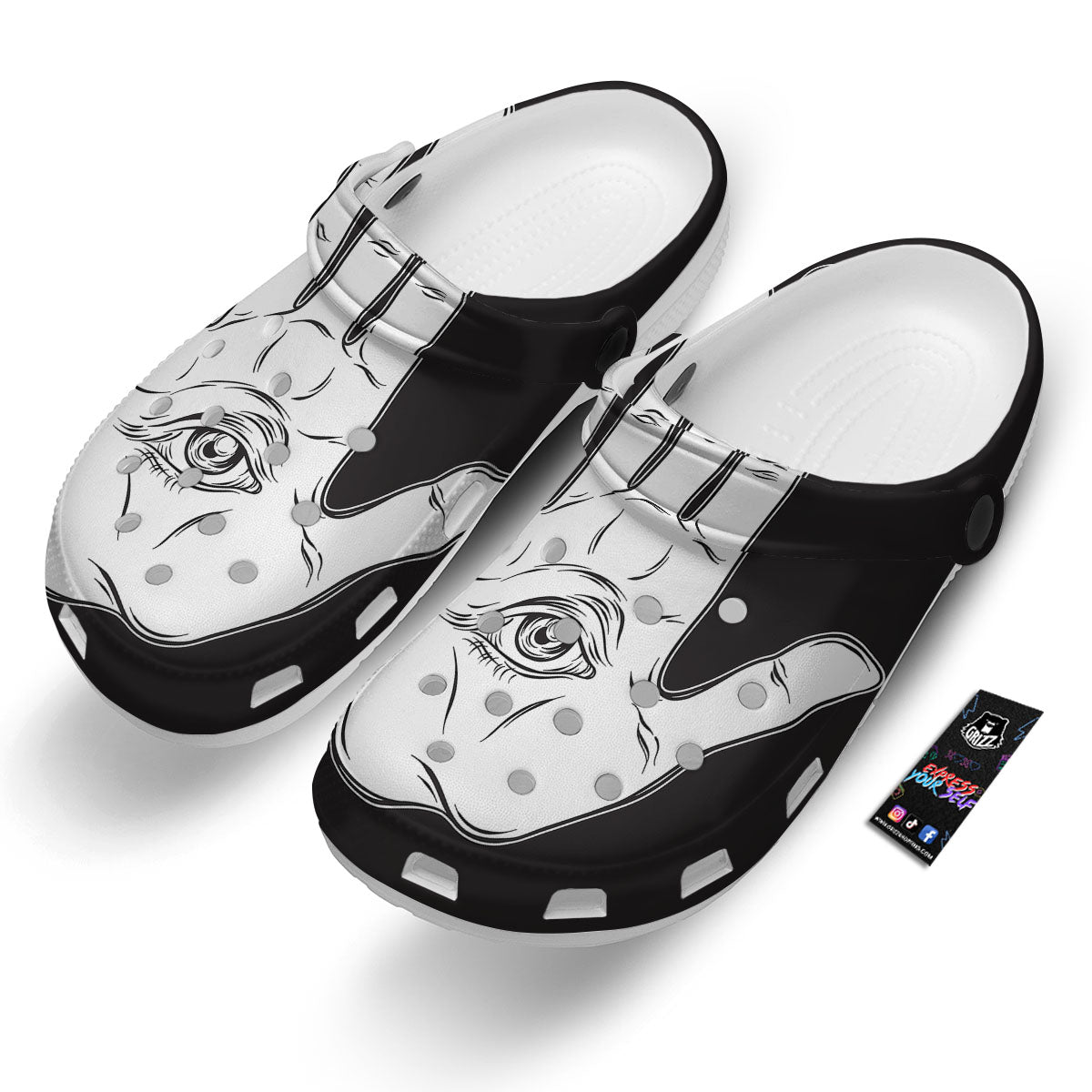 Wiccan Palmistry White And Black Print Clog-grizzshop