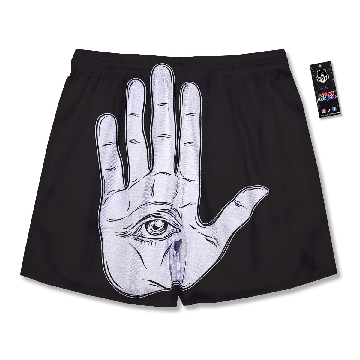 Wiccan Palmistry White And Black Print Men's Running Shorts-grizzshop