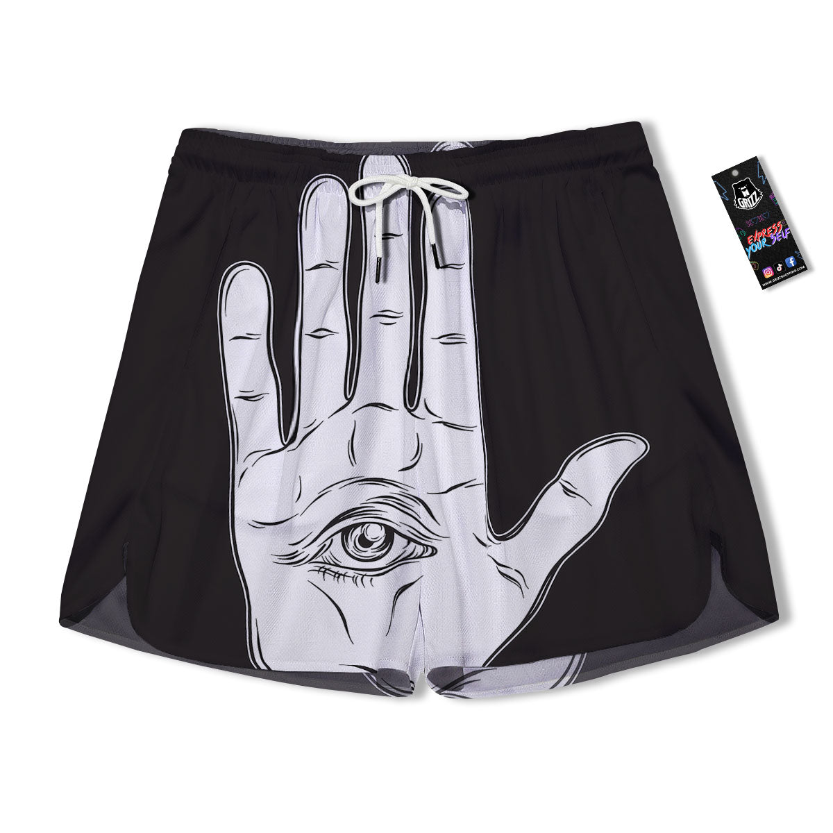 Wiccan Palmistry White And Black Print Men's Running Shorts-grizzshop