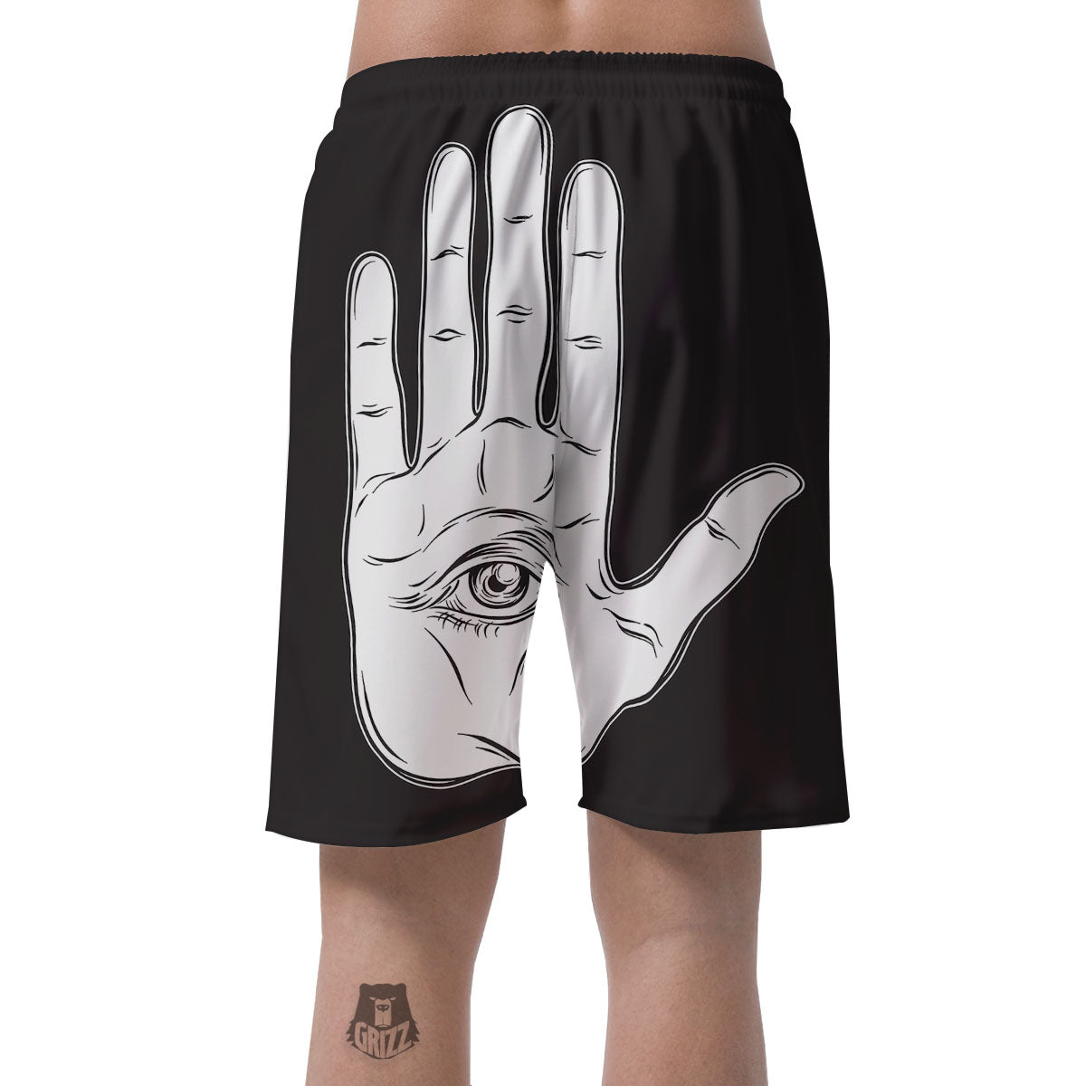 Wiccan Palmistry White And Black Print Men's Shorts-grizzshop