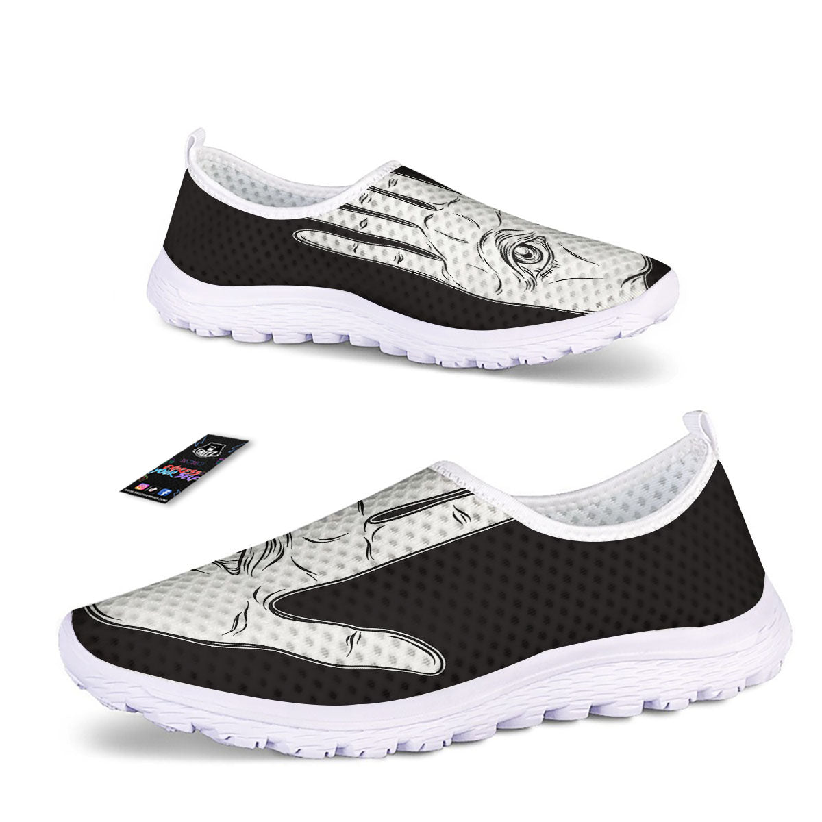 Wiccan Palmistry White And Black Print Nurse Shoes-grizzshop