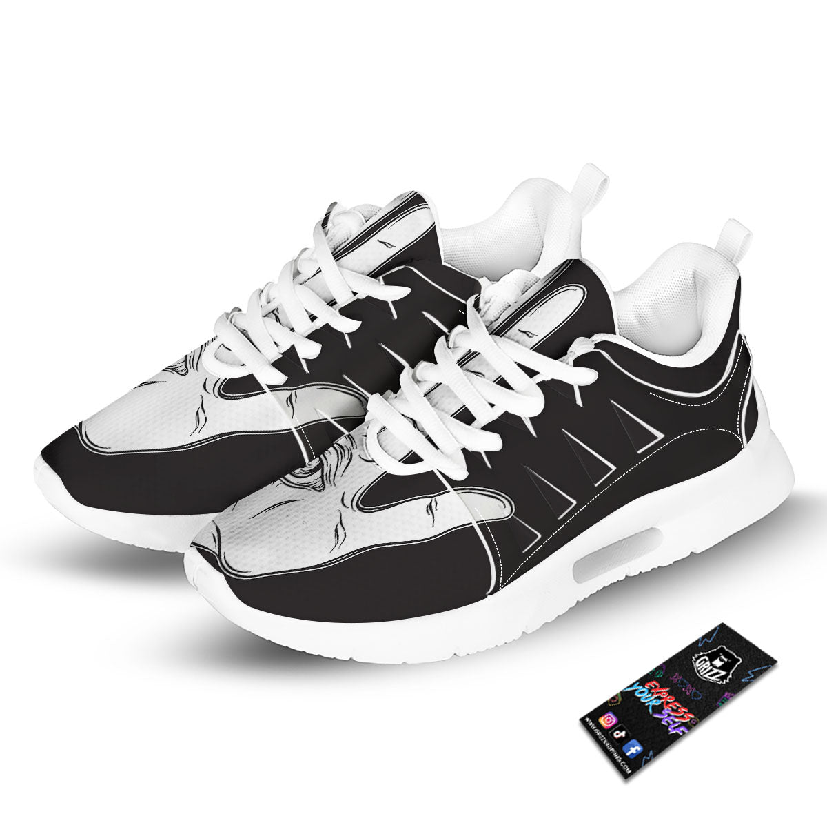 Wiccan Palmistry White And Black Print Tennis Shoes-grizzshop