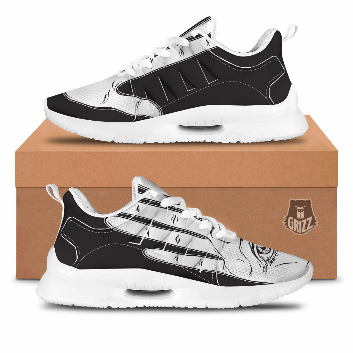Wiccan Palmistry White And Black Print Tennis Shoes-grizzshop