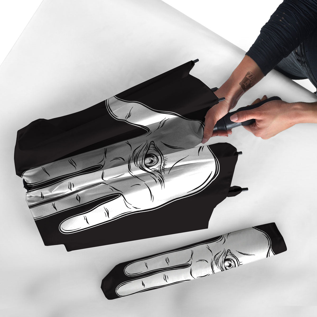 Wiccan Palmistry White And Black Print Umbrella-grizzshop