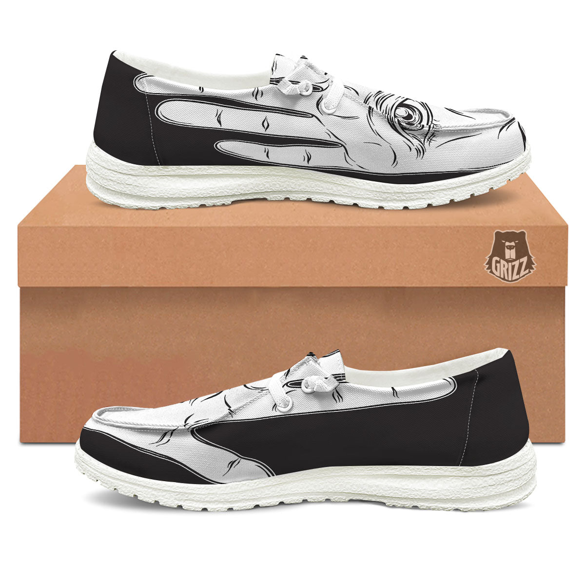 Wiccan Palmistry White And Black Print White Loafers-grizzshop