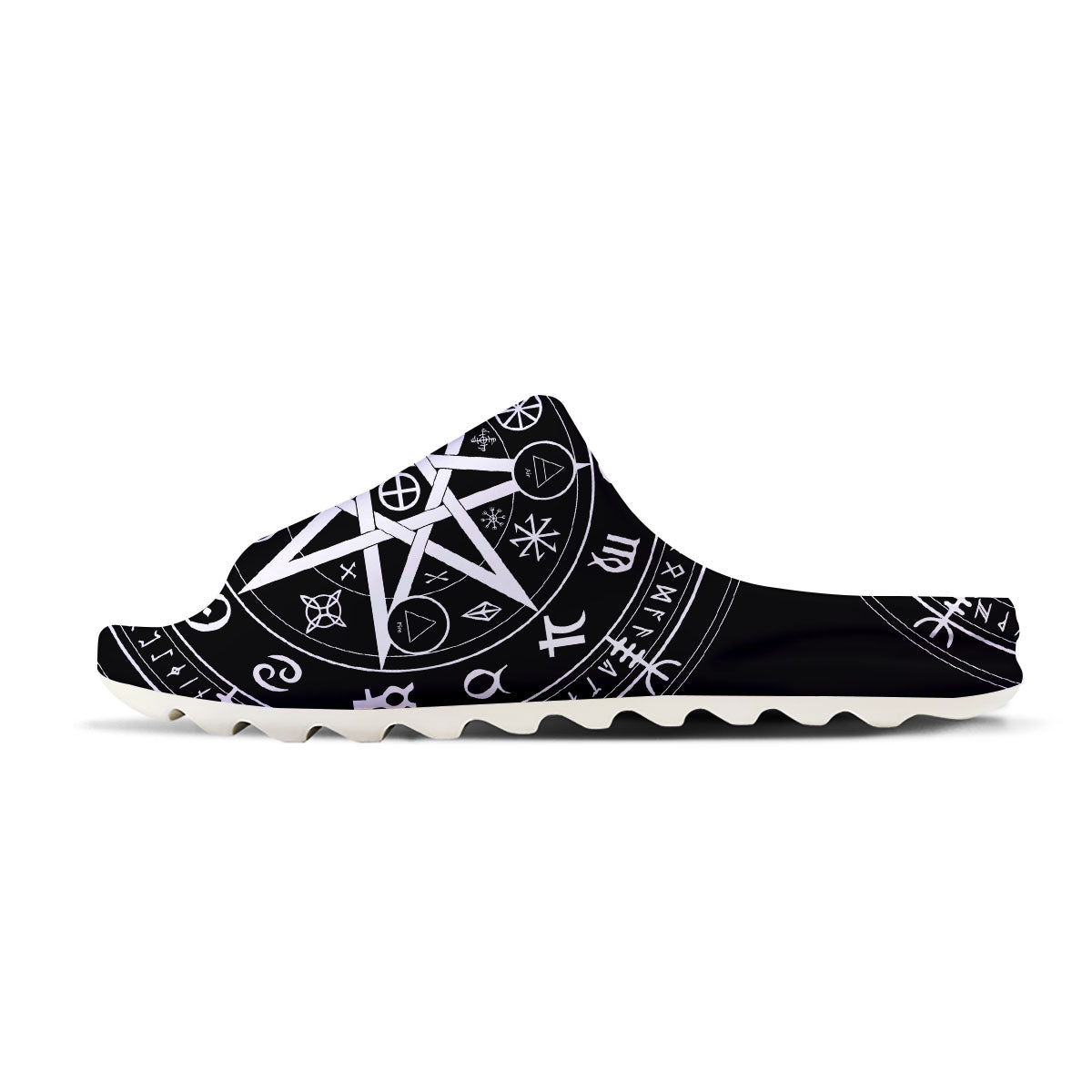 Wiccan Mystic White And Black Print Sandals-grizzshop