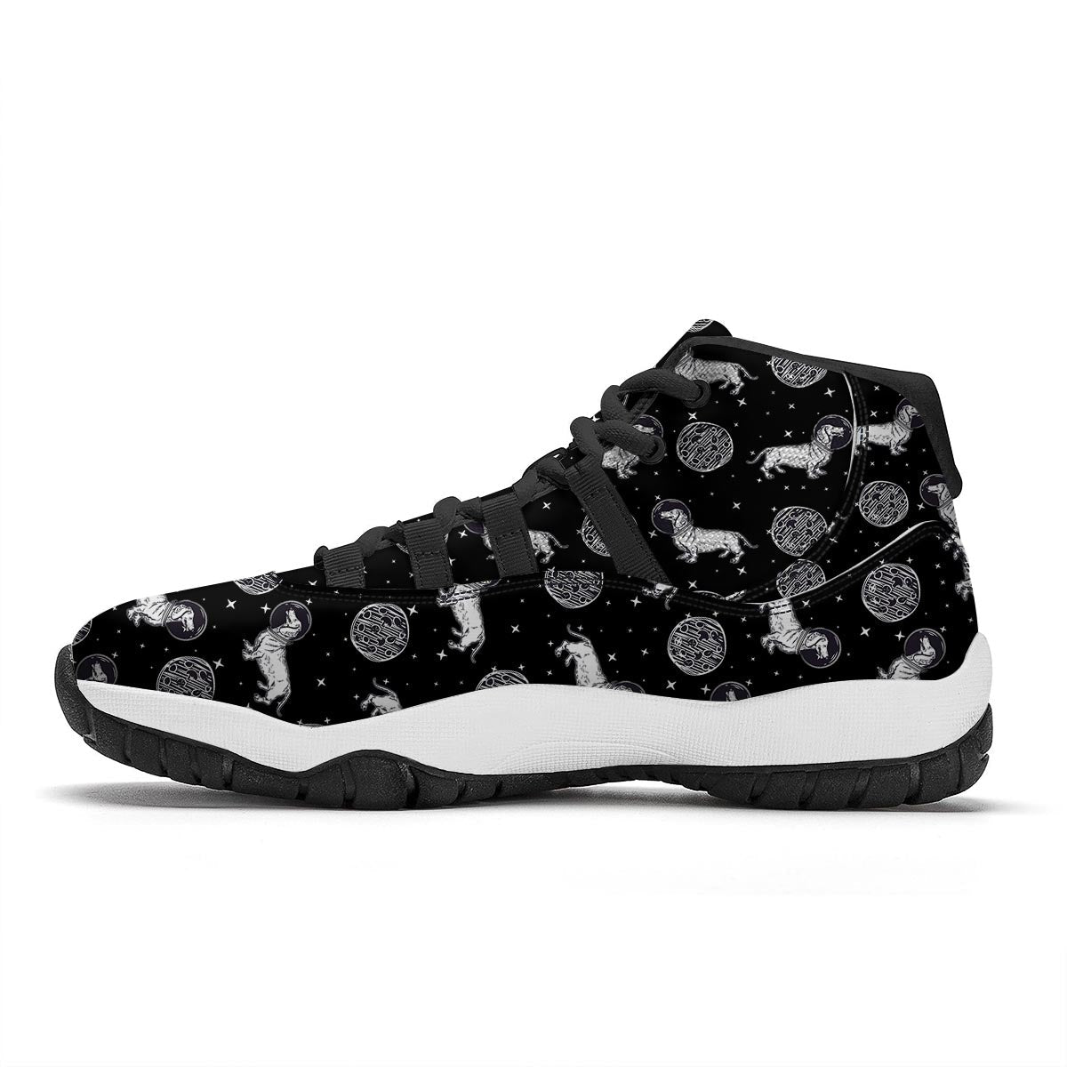 Wiener Dog Dachshund Astronaut Pattern Print Black Bball Shoes-grizzshop