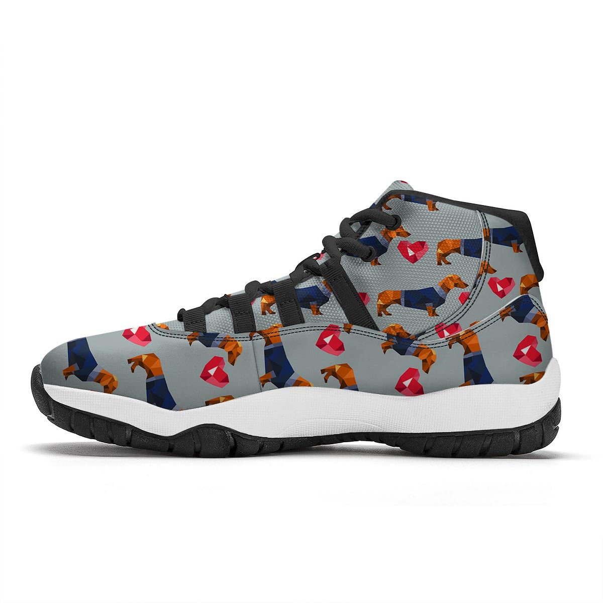 Wiener Dog Dachshund Pattern Print Black Bball Shoes-grizzshop
