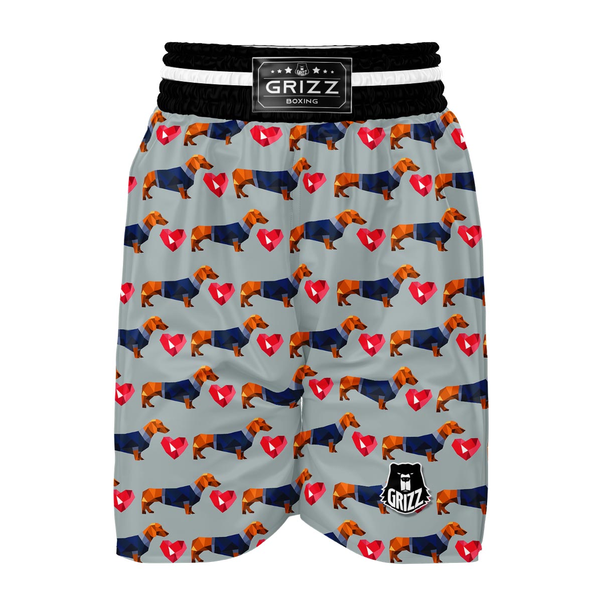 Wiener Dog Dachshund Pattern Print Boxing Shorts-grizzshop