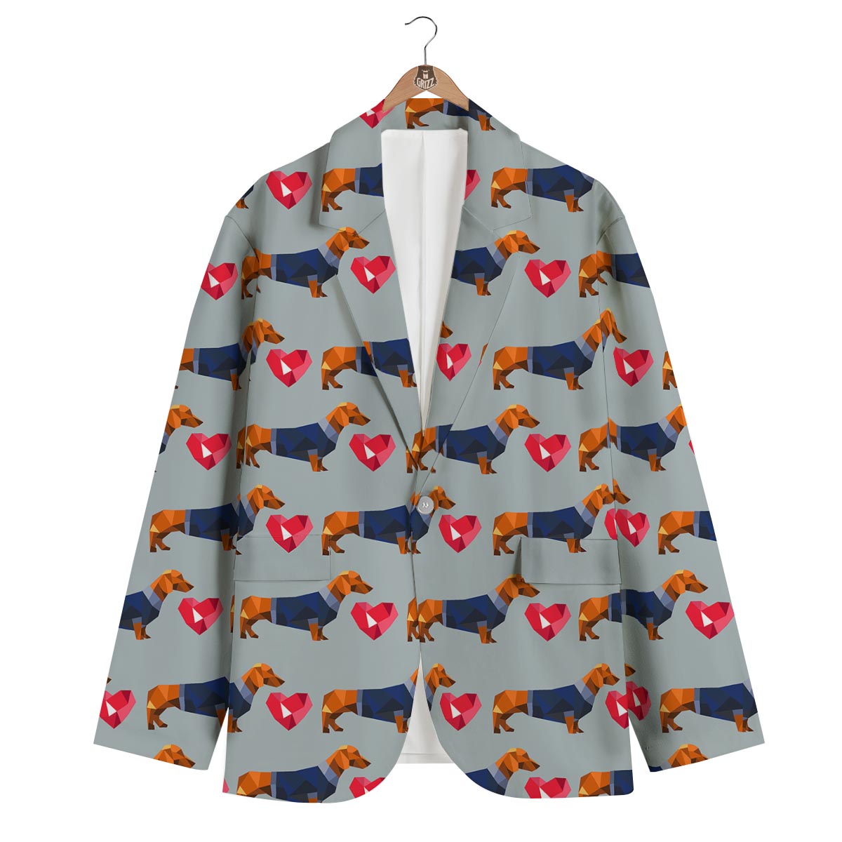 Wiener Dog Dachshund Pattern Print Men's Blazer-grizzshop