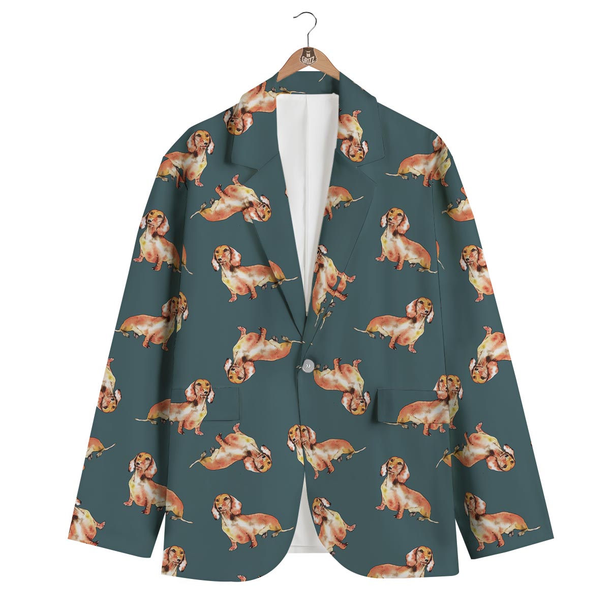Wiener Dog Dachshund Portrait Pastel Pattern Print Men's Blazer-grizzshop