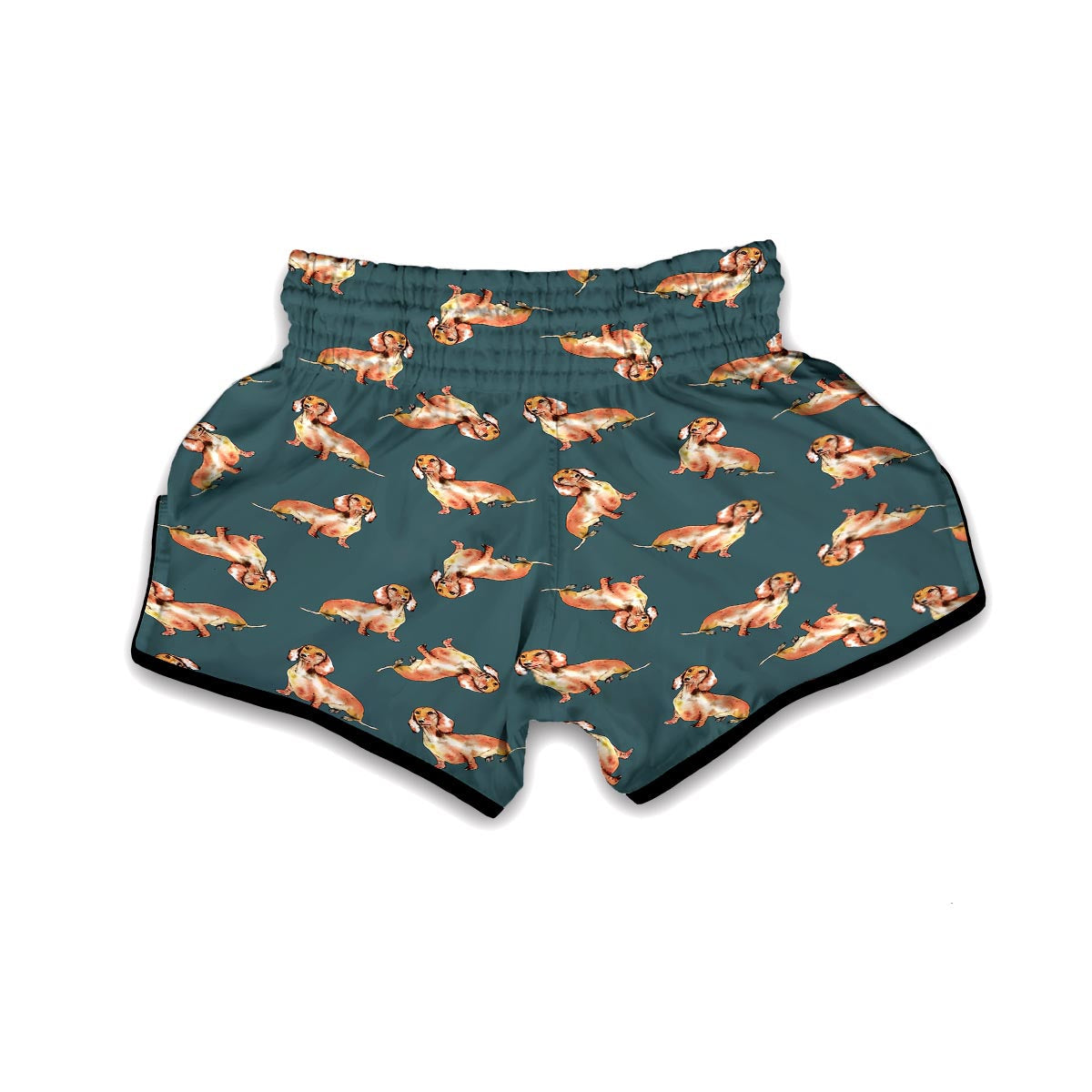 Wiener Dog Dachshund Portrait Pastel Pattern Print Muay Thai Boxing Shorts-grizzshop