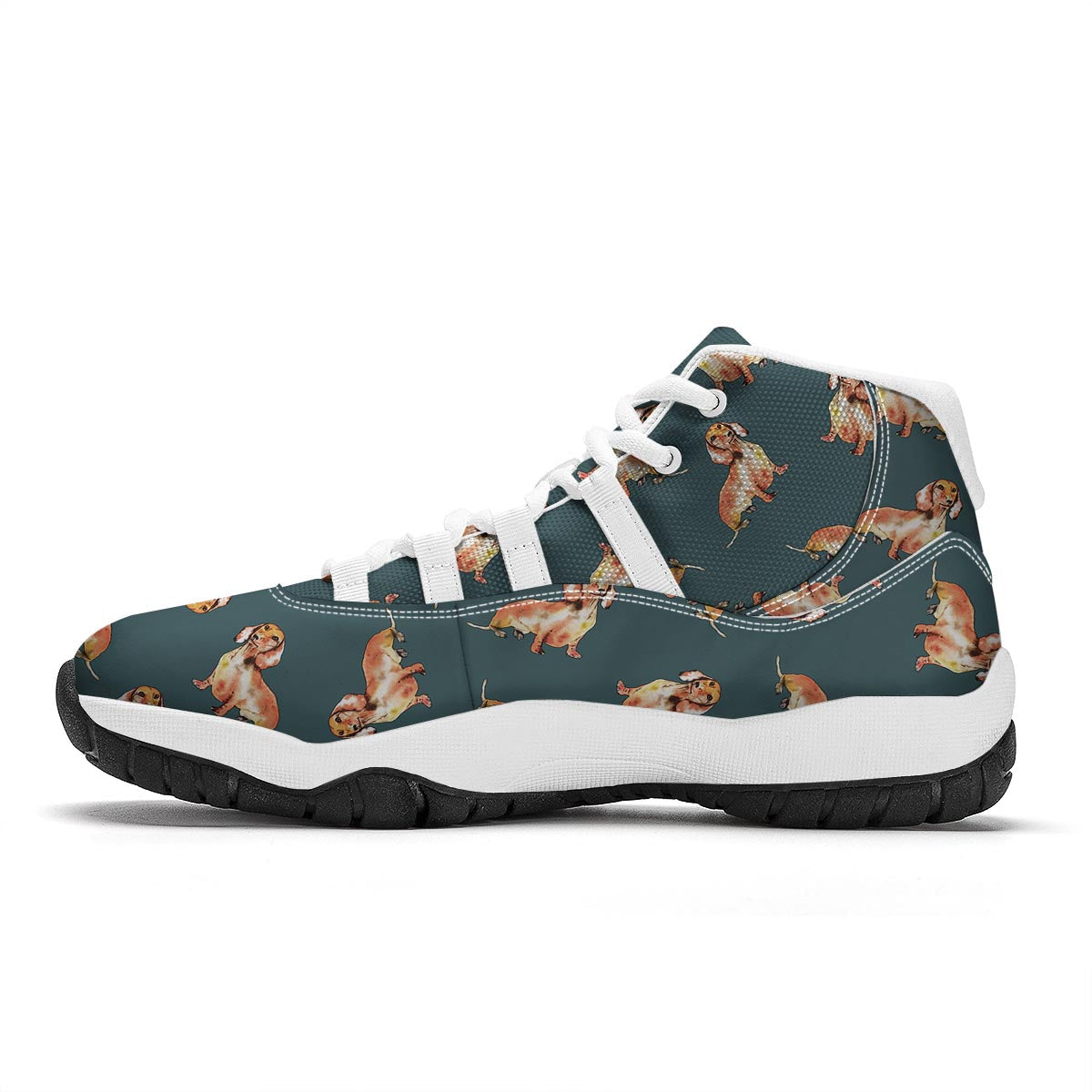Wiener Dog Dachshund Portrait Pastel Pattern Print White Bball Shoes-grizzshop