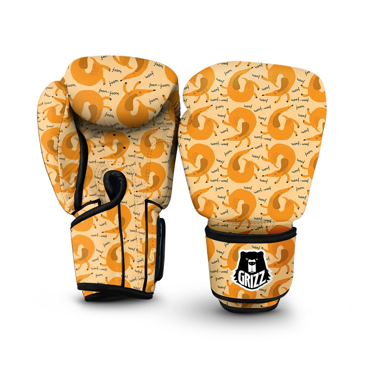 Wiener Dog Dachshund Woof Woof Pattern Print Boxing Gloves-grizzshop