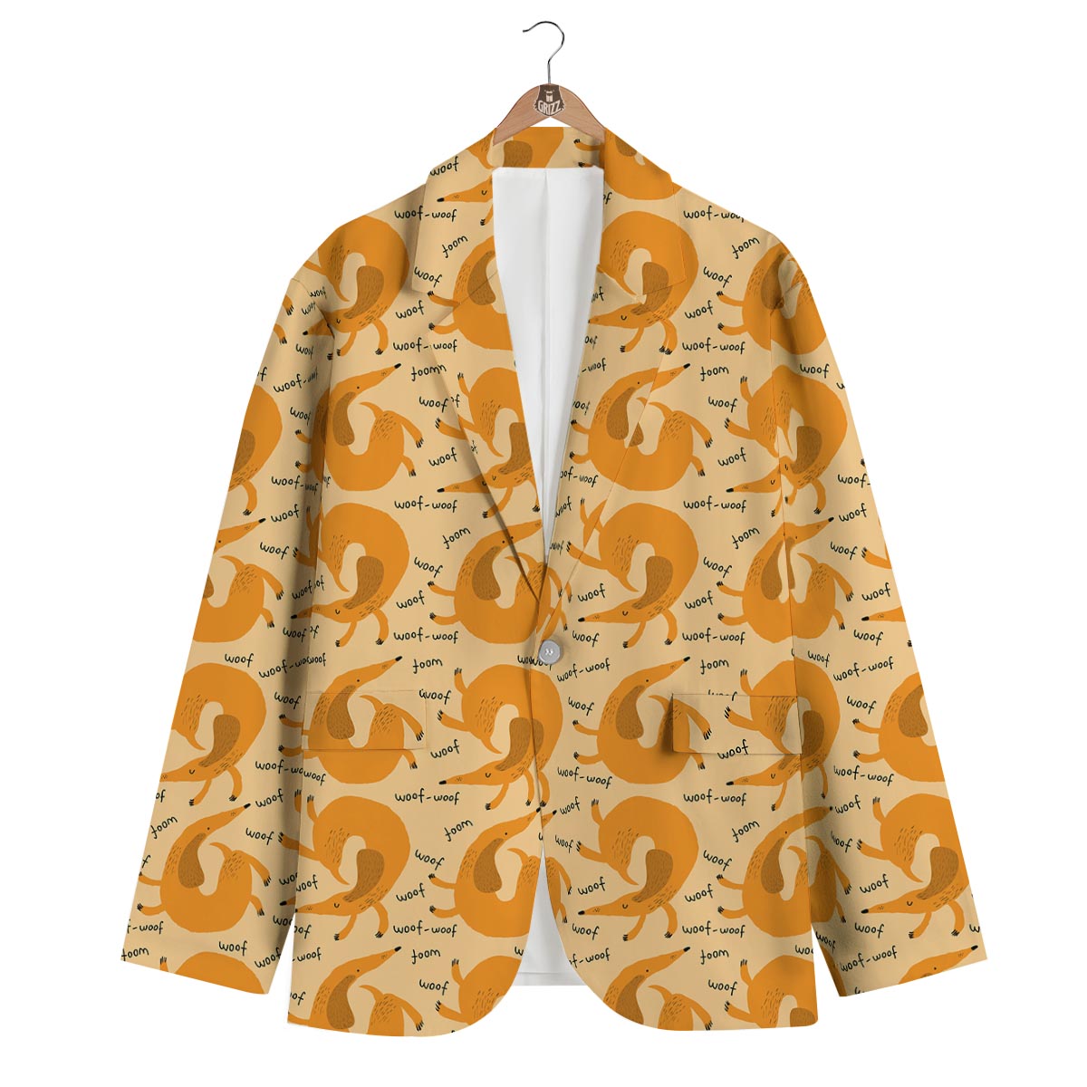 Wiener Dog Dachshund Woof Woof Pattern Print Men's Blazer-grizzshop