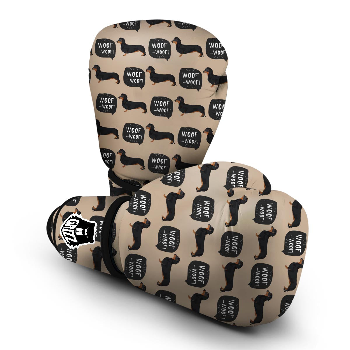 Wiener Dog Woof Woof Dachshund Pattern Print Boxing Gloves-grizzshop