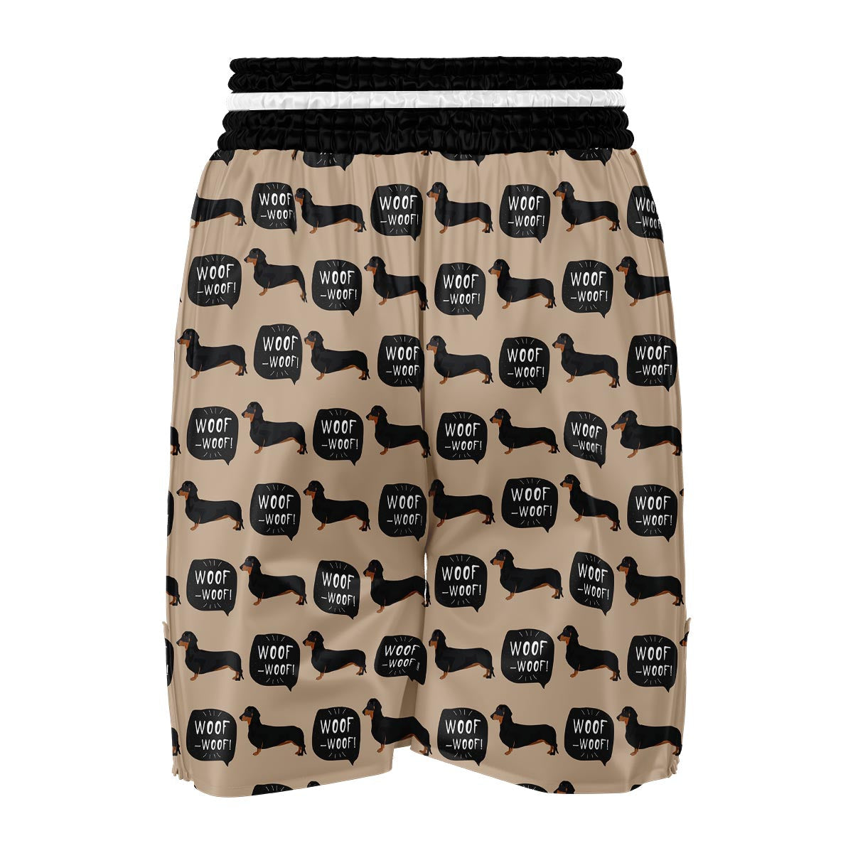 Wiener Dog Woof Woof Dachshund Pattern Print Boxing Shorts-grizzshop