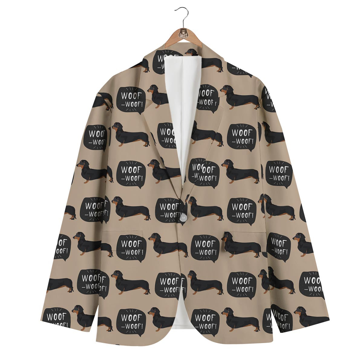 Wiener Dog Woof Woof Dachshund Pattern Print Men's Blazer-grizzshop