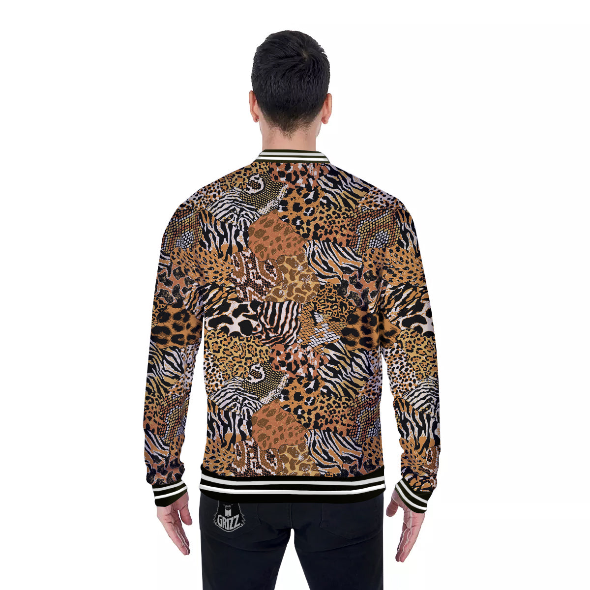 Wild Animal Skins Patchwork Print Pattern Baseball Jacket-grizzshop