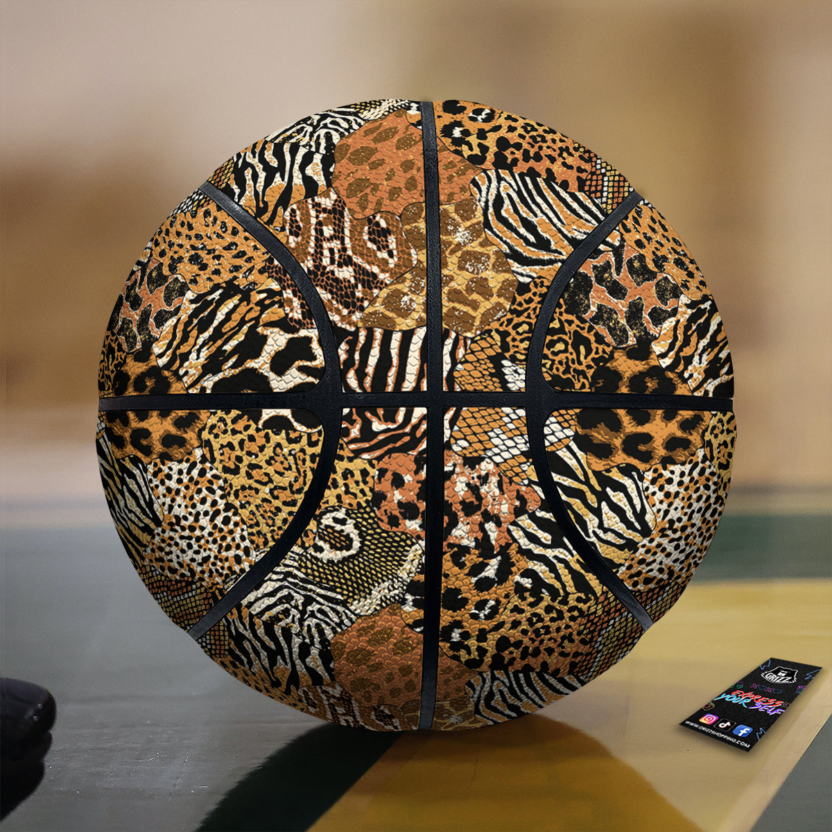 Wild Animal Skins Patchwork Print Pattern Basketball-grizzshop