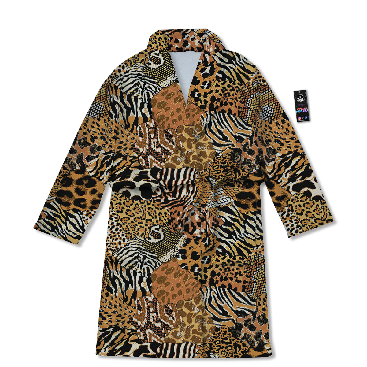 Wild Animal Skins Patchwork Print Pattern Bathrobe-grizzshop
