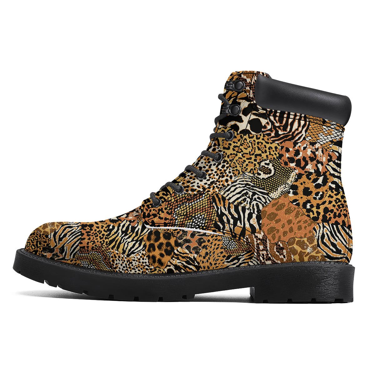 Wild Animal Skins Patchwork Print Pattern Boots-grizzshop
