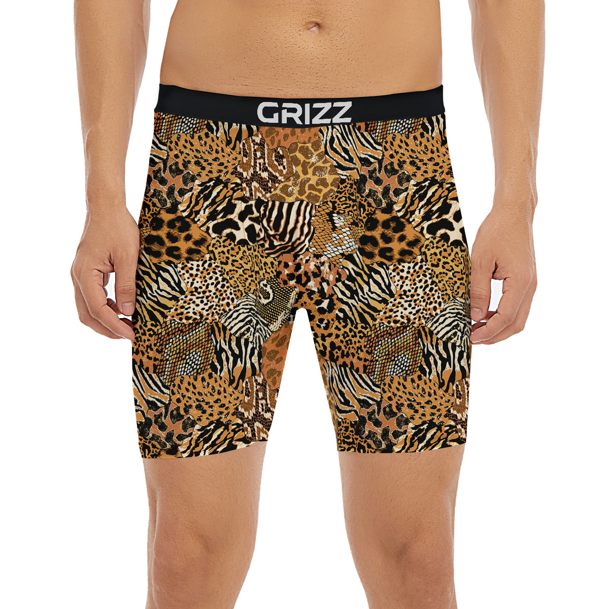 Wild Animal Skins Patchwork Print Pattern Boxer Briefs-grizzshop