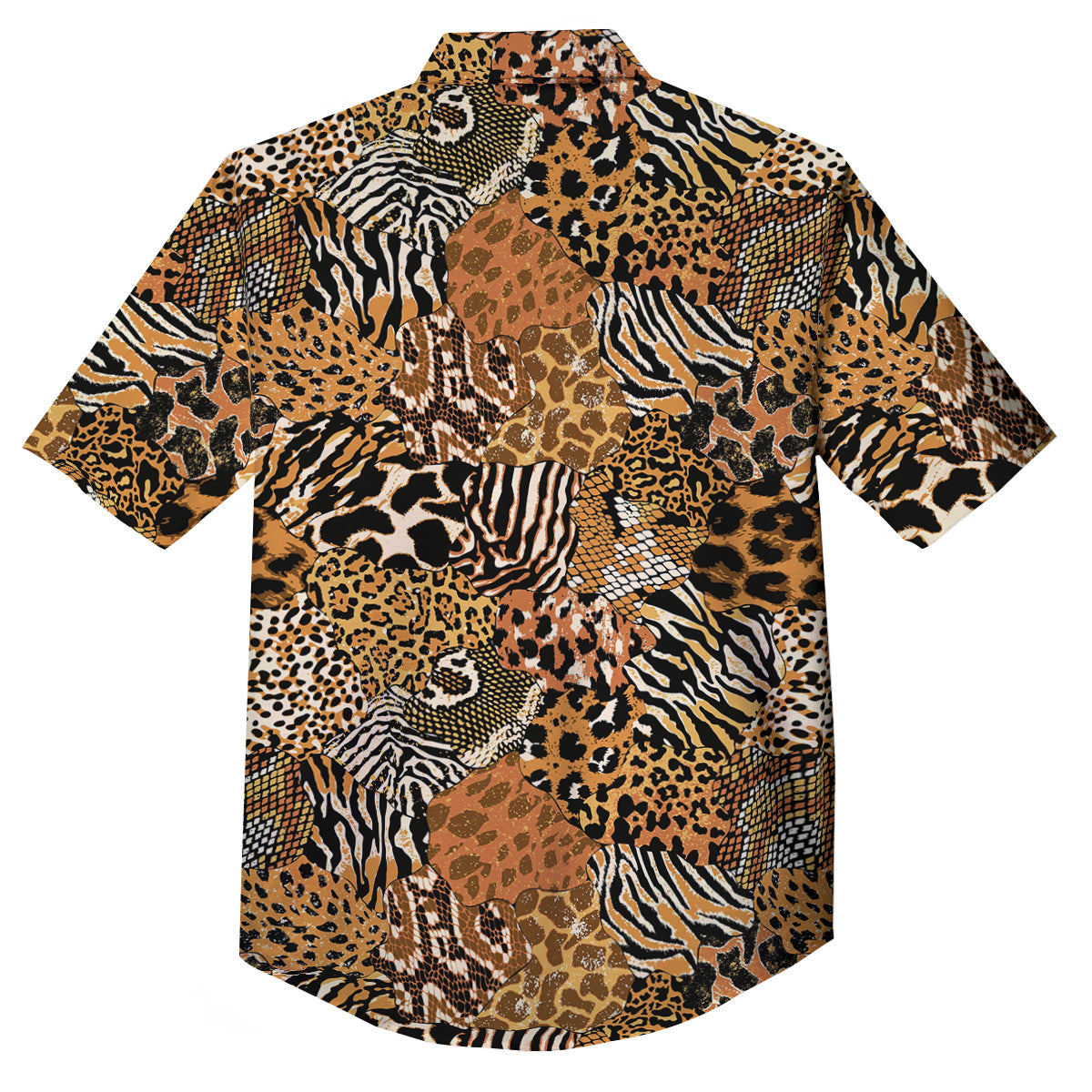 Wild Animal Skins Patchwork Print Pattern Button Up Shirt-grizzshop