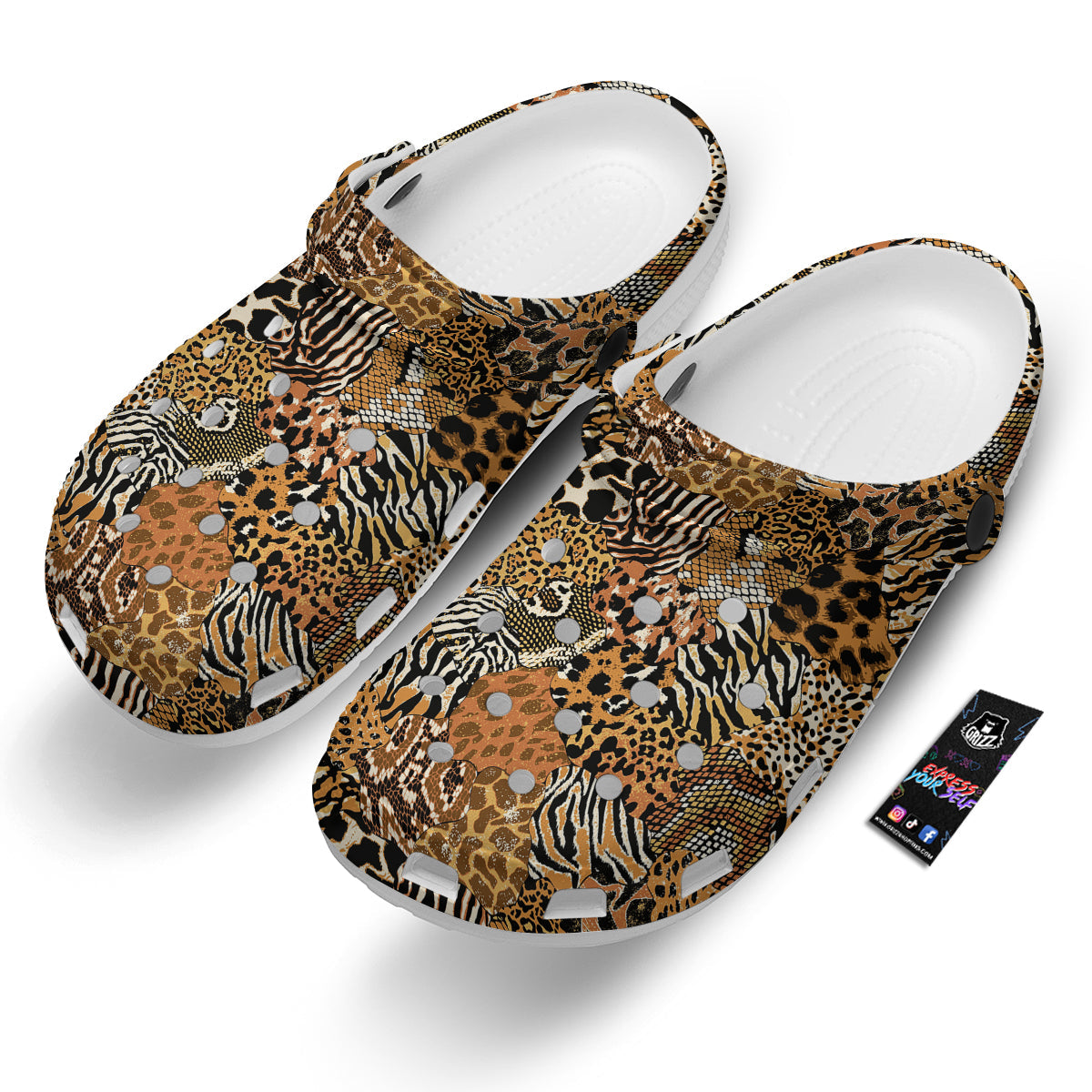 Wild Animal Skins Patchwork Print Pattern Clog-grizzshop