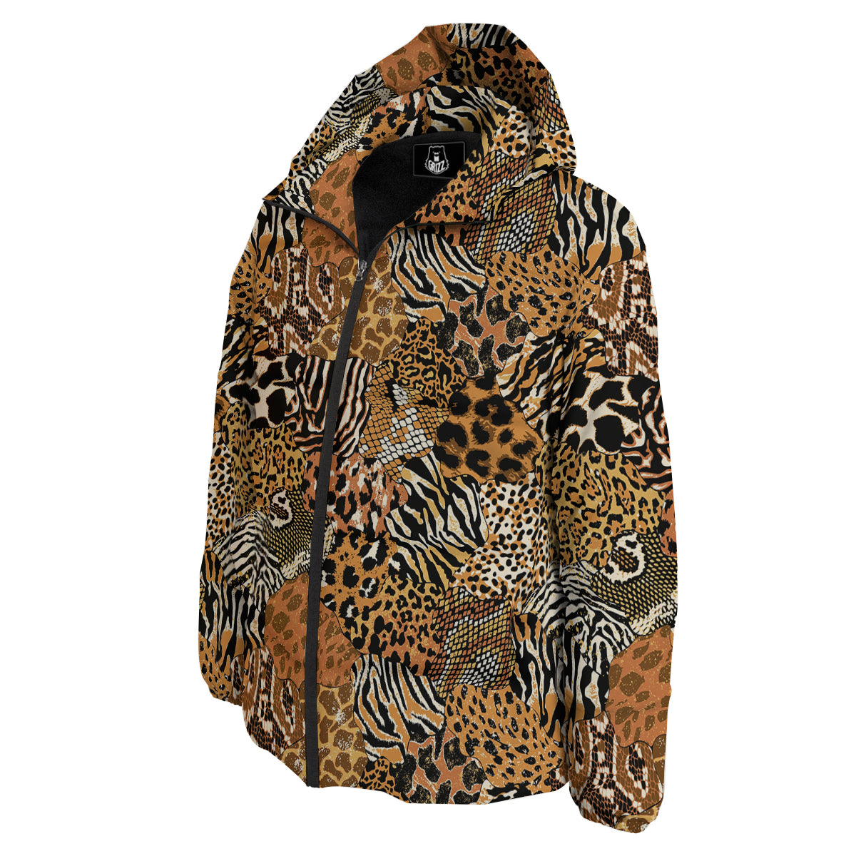 Wild Animal Skins Patchwork Print Pattern Down Jacket-grizzshop