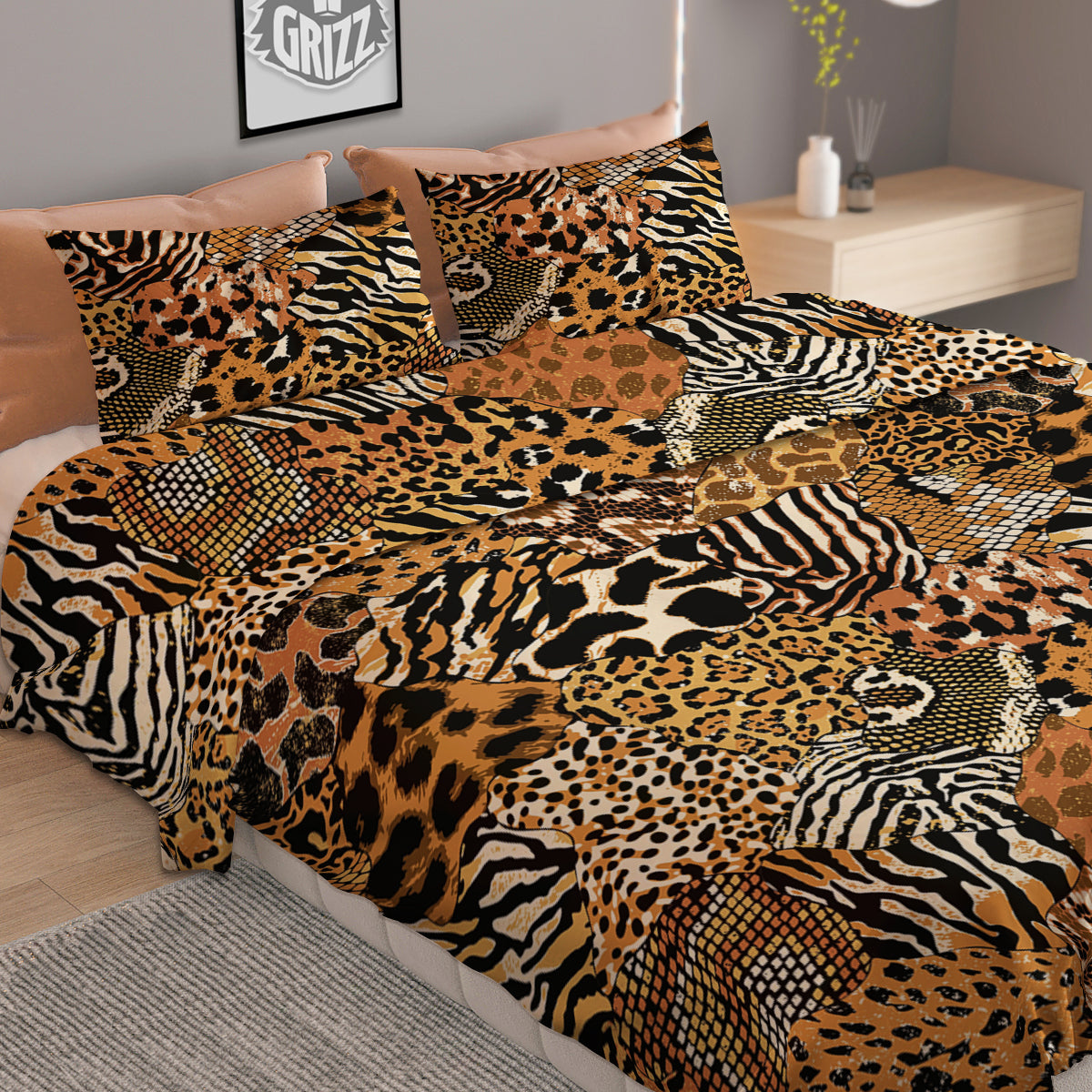 Wild Animal Skins Patchwork Print Pattern Duvet Cover Bedding Set
