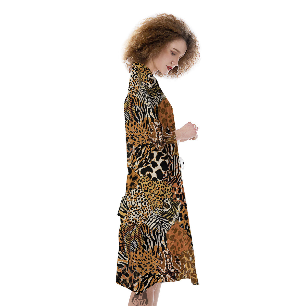 Wild Animal Skins Patchwork Print Pattern Kimono-grizzshop