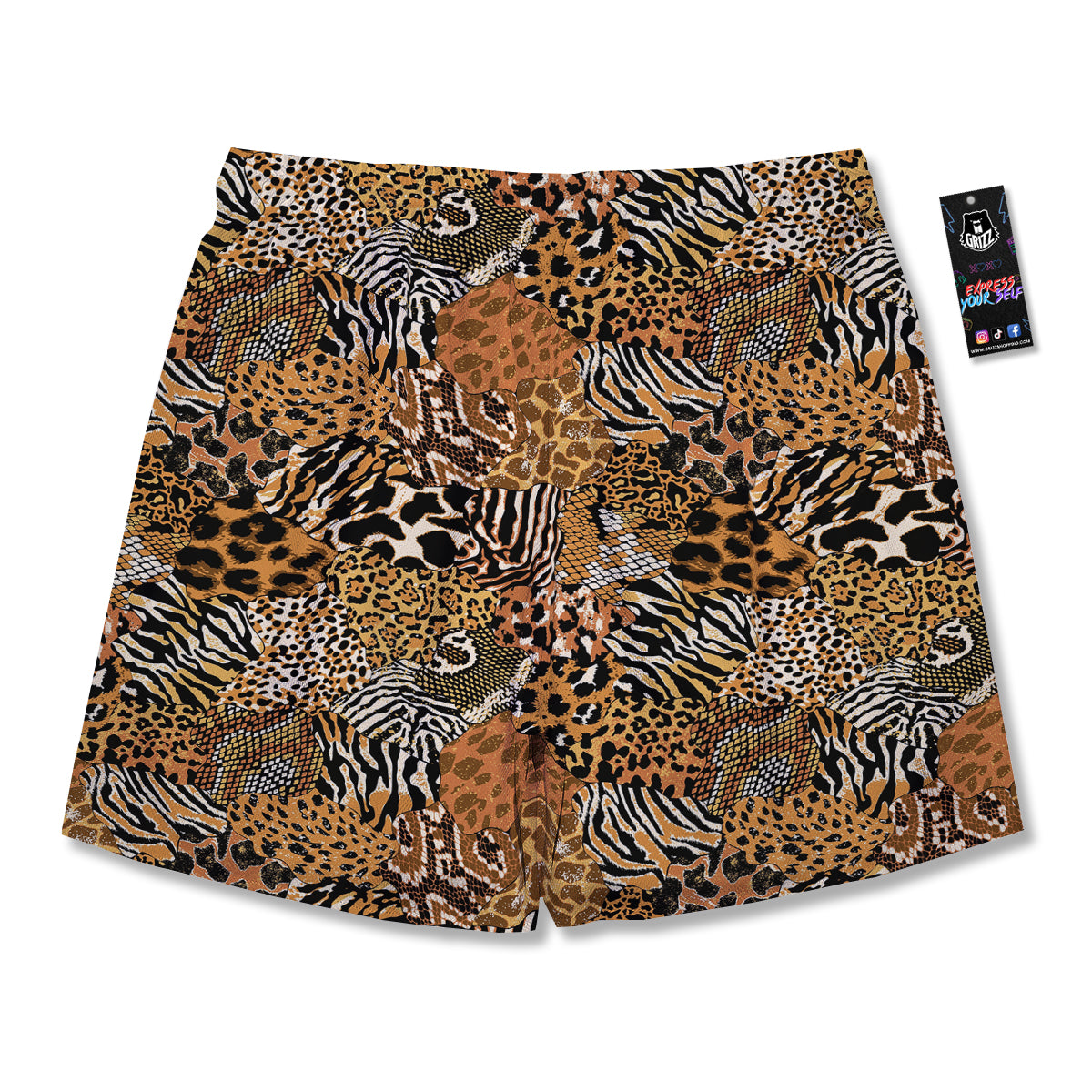 Wild Animal Skins Patchwork Print Pattern Men's Running Shorts-grizzshop