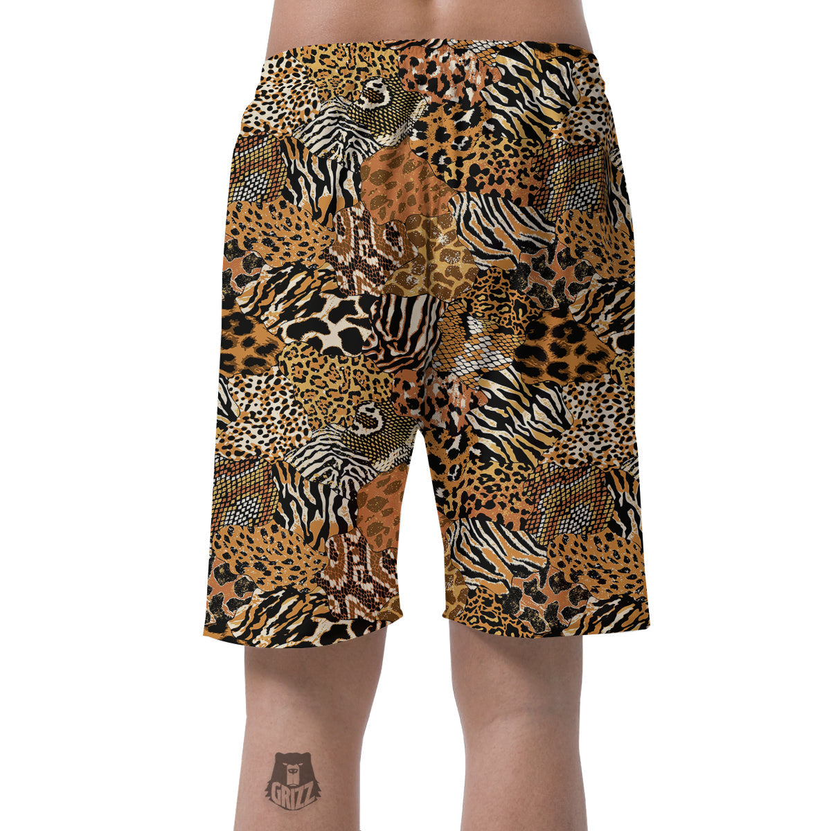 Wild Animal Skins Patchwork Print Pattern Men's Shorts-grizzshop