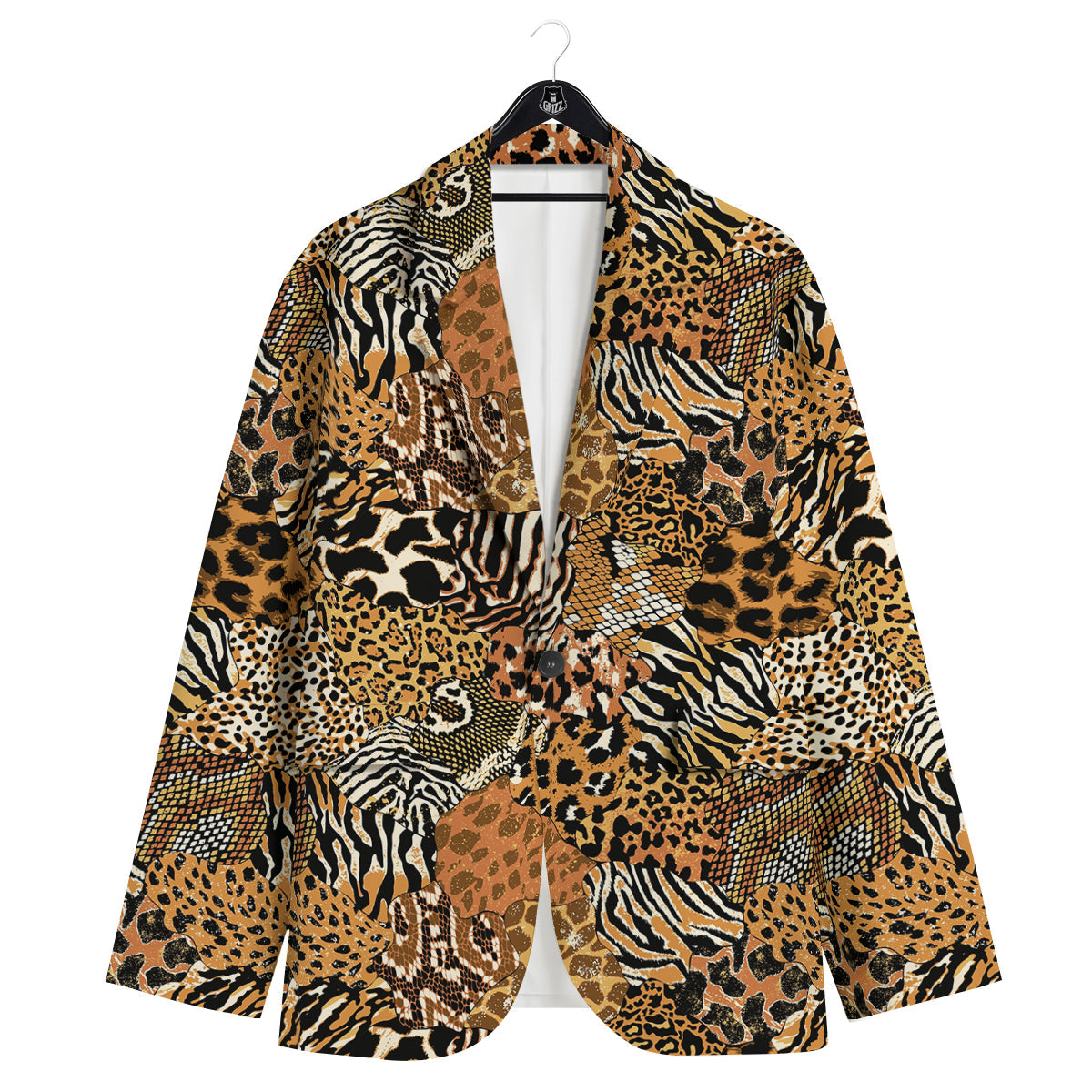 Wild Animal Skins Patchwork Print Pattern Men's Sport Coat-grizzshop